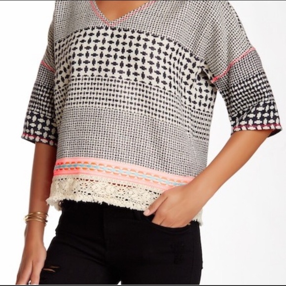 Gypsy 05 Barre Jacquard Tapestry Boho Blouse Top - Picture 1 of 6